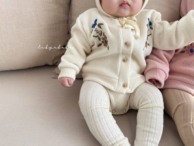 HI BYEBEBE - Korean Children Fashion - #Kfashion4kids - Floral Knit Cardigan Bodysuit Set - 2