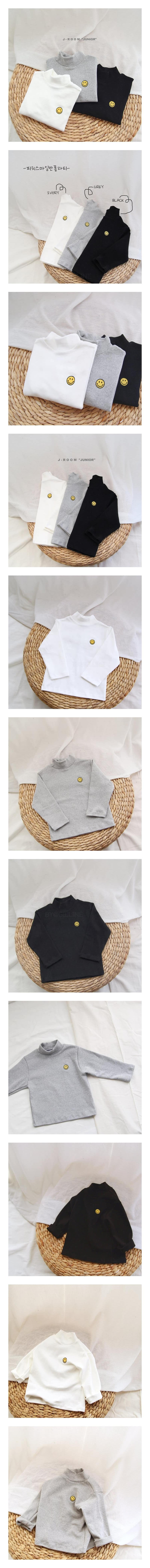 J-ROOM - Korean Children Fashion - #Kfashion4kids - Peach Smile Half Turtleneck Tee