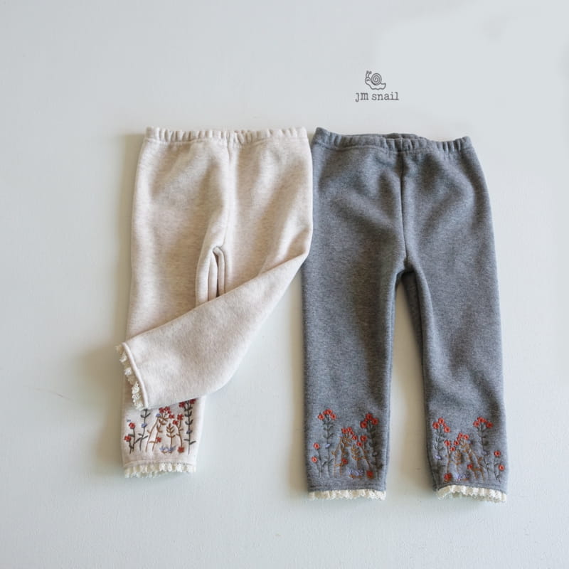 JM SNAIL - Korean Children Fashion - #Kfashion4kids - Flower Embroidery Leggings - 3