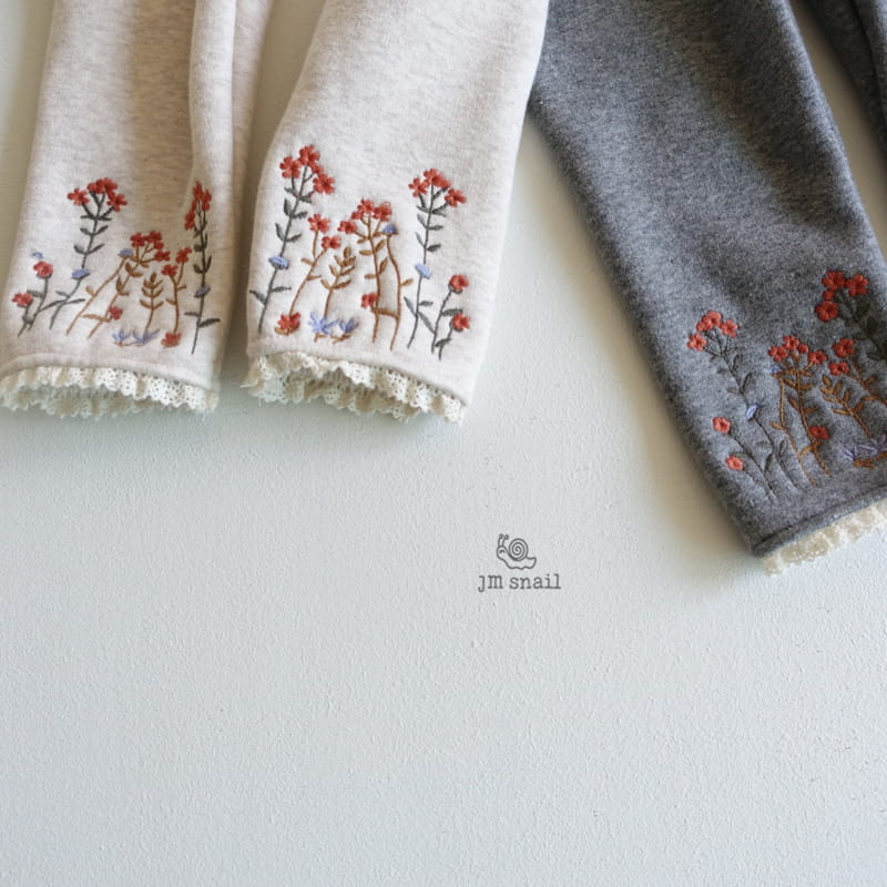 JM SNAIL - Korean Children Fashion - #Kfashion4kids - Flower Embroidery Leggings - 4