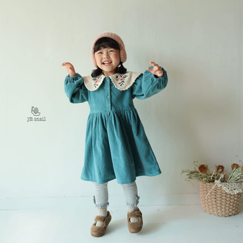 JM SNAIL - Korean Children Fashion - #Kfashion4kids - Margaret Collar Embroidery One-piece - 12