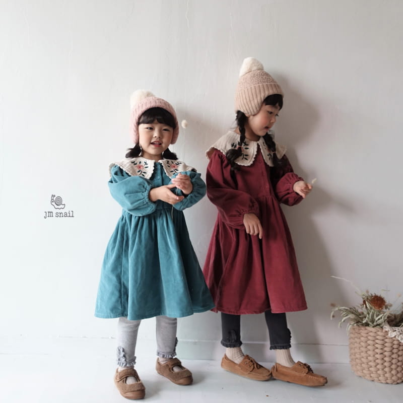 JM SNAIL - Korean Children Fashion - #Kfashion4kids - Margaret Collar Embroidery One-piece - 5