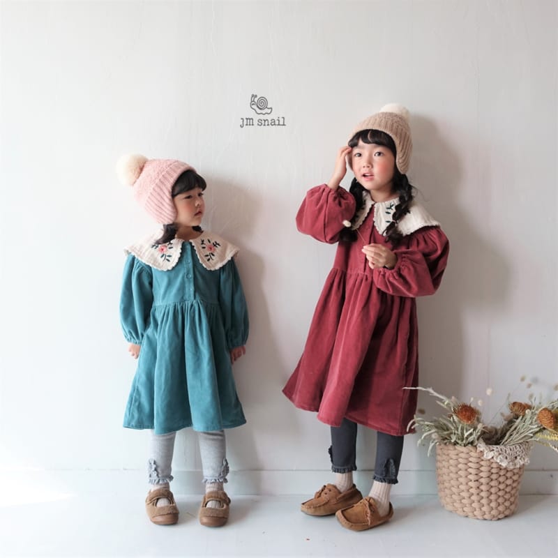 JM SNAIL - Korean Children Fashion - #Kfashion4kids - Margaret Collar Embroidery One-piece - 7
