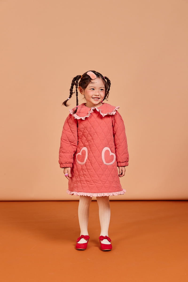 KOKOYARN - Korean Children Fashion - #Kfashion4kids - Heart Padding One-piece - 2