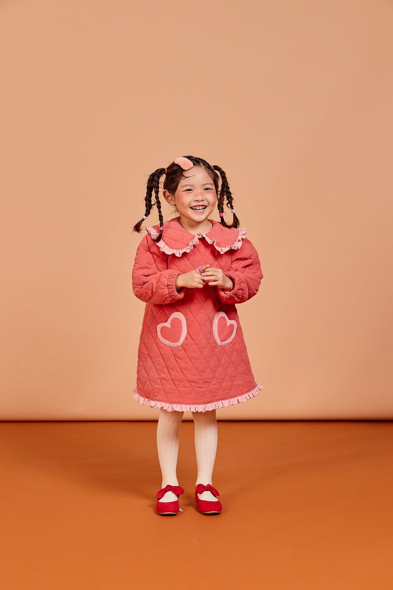 KOKOYARN - Korean Children Fashion - #Kfashion4kids - Heart Padding One-piece - 3