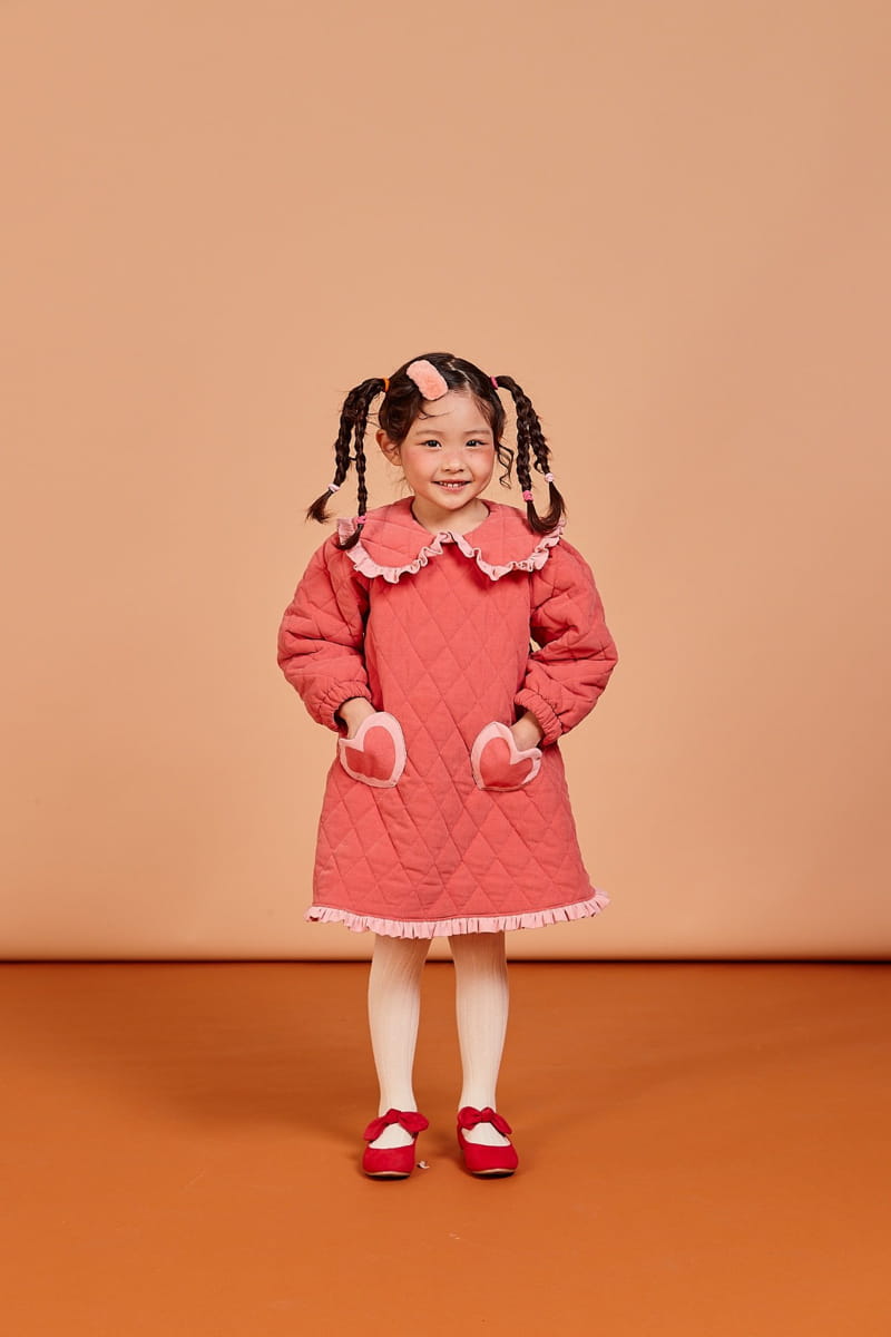 KOKOYARN - Korean Children Fashion - #Kfashion4kids - Heart Padding One-piece - 4