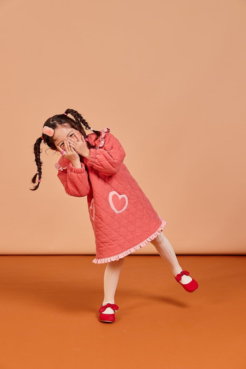 KOKOYARN - Korean Children Fashion - #Kfashion4kids - Heart Padding One-piece - 5