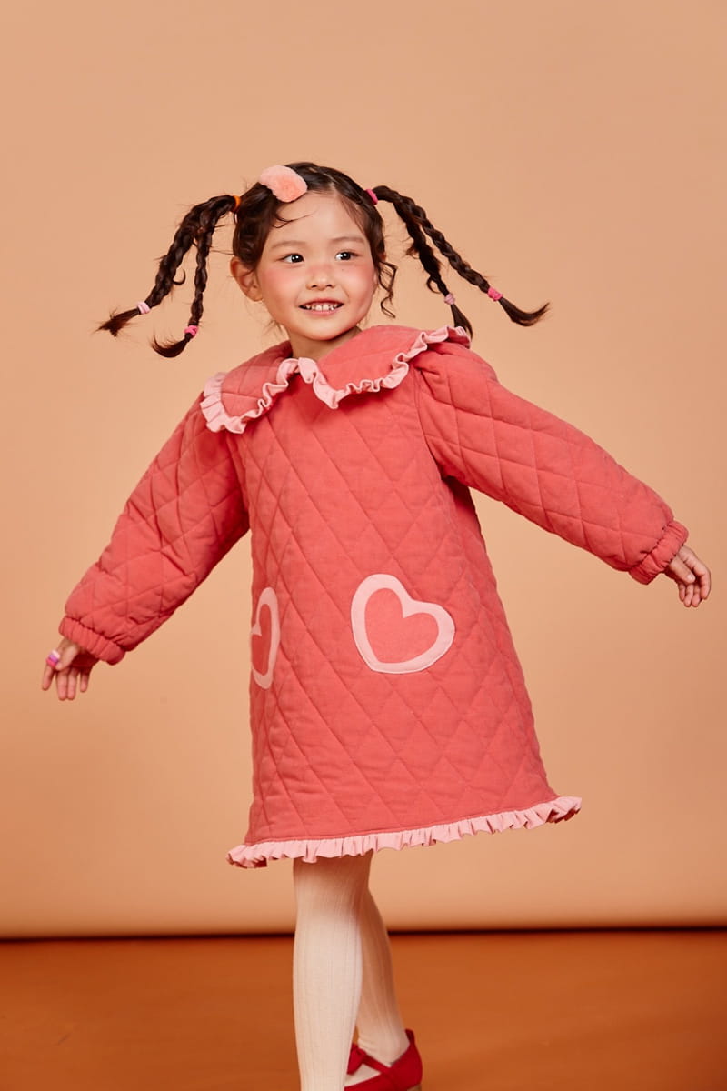 KOKOYARN - Korean Children Fashion - #Kfashion4kids - Heart Padding One-piece - 7