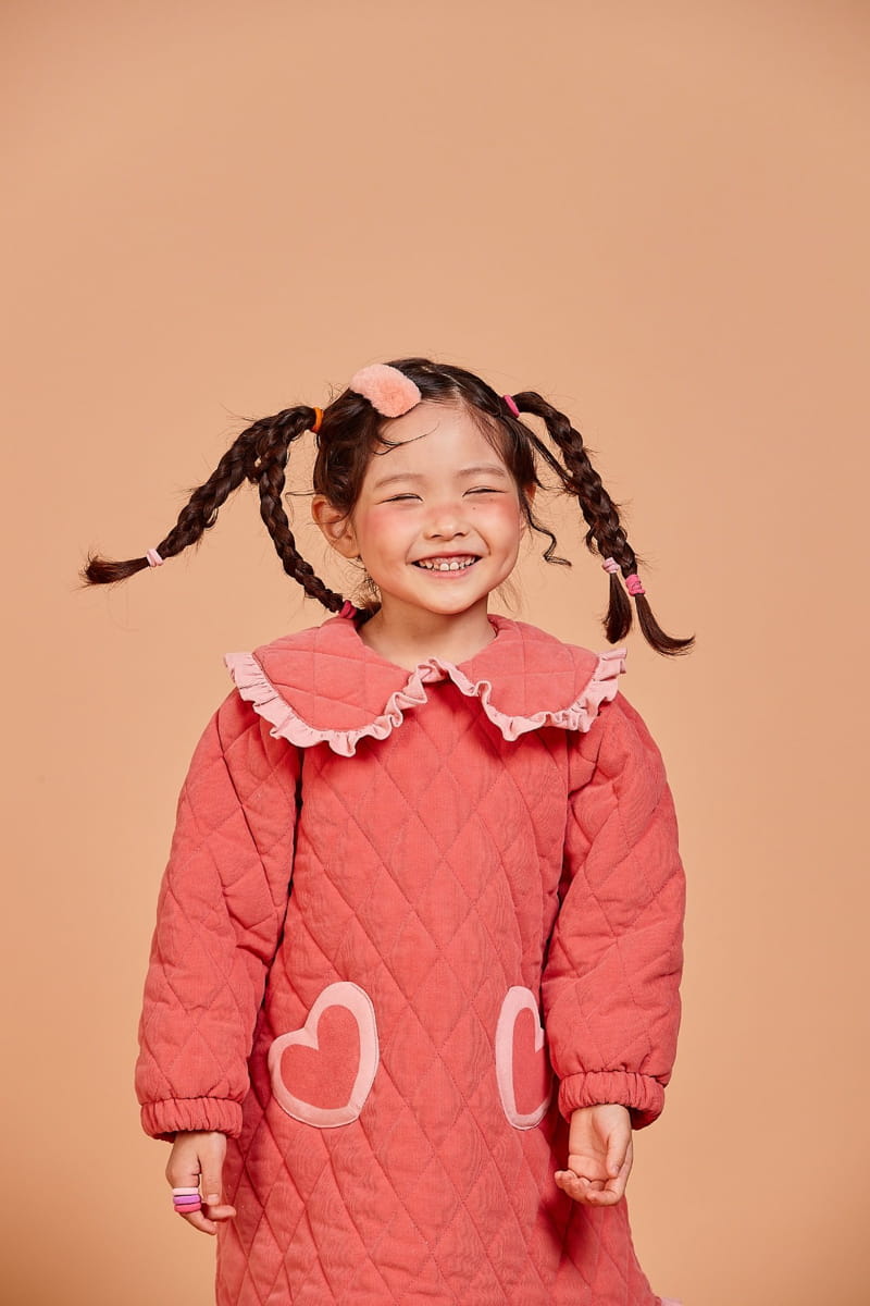 KOKOYARN - Korean Children Fashion - #Kfashion4kids - Heart Padding One-piece - 9