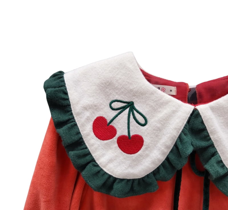 KOKOYARN - Korean Children Fashion - #Kfashion4kids - Cherry Veloure One-piece