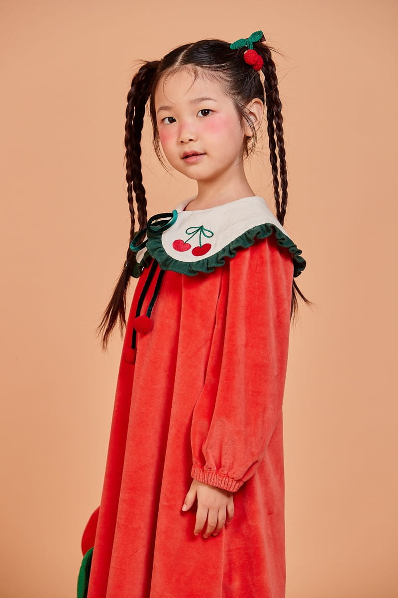 KOKOYARN - Korean Children Fashion - #Kfashion4kids - Cherry Veloure One-piece - 7