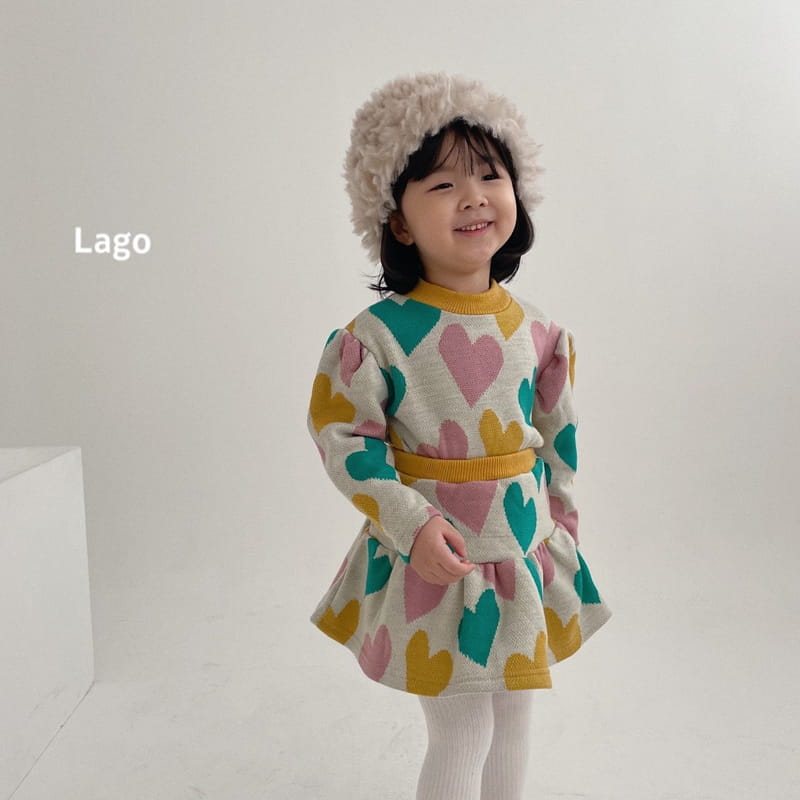 LAGO - Korean Children Fashion - #Kfashion4kids - Heart Knit Top Bottom Set