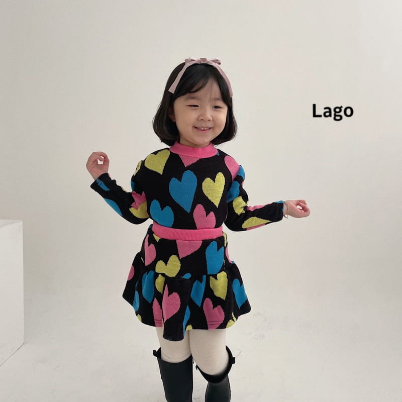 LAGO - Korean Children Fashion - #Kfashion4kids - Heart Knit Top Bottom Set - 12