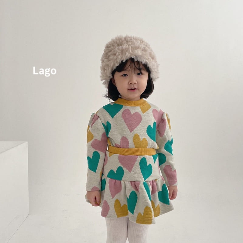 LAGO - Korean Children Fashion - #Kfashion4kids - Heart Knit Top Bottom Set - 2