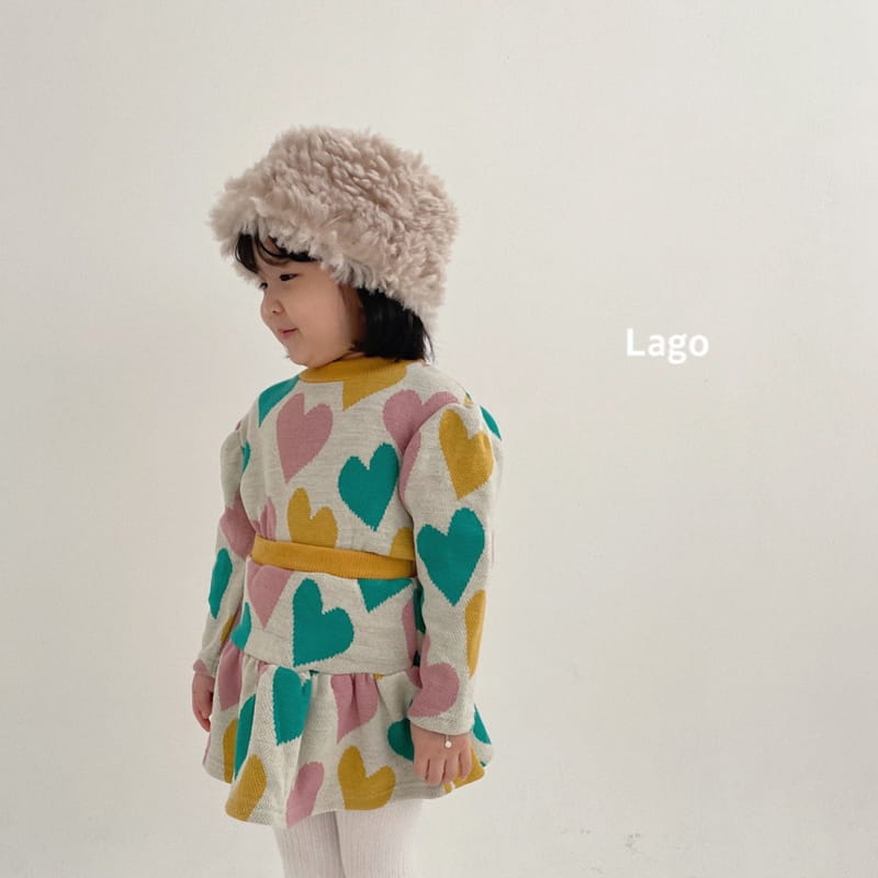LAGO - Korean Children Fashion - #Kfashion4kids - Heart Knit Top Bottom Set - 3