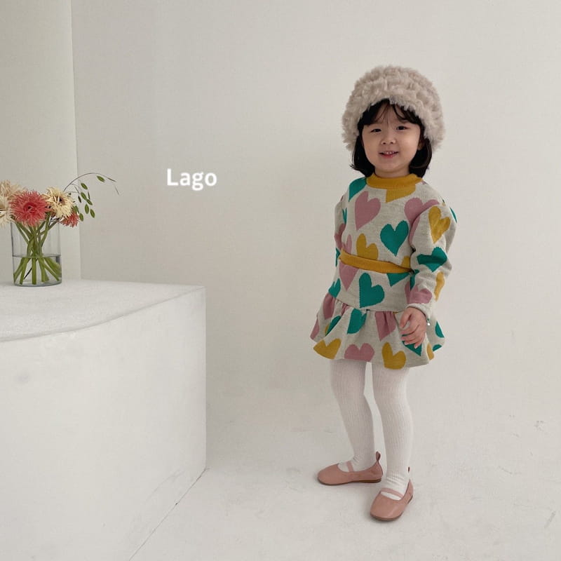 LAGO - Korean Children Fashion - #Kfashion4kids - Heart Knit Top Bottom Set - 4