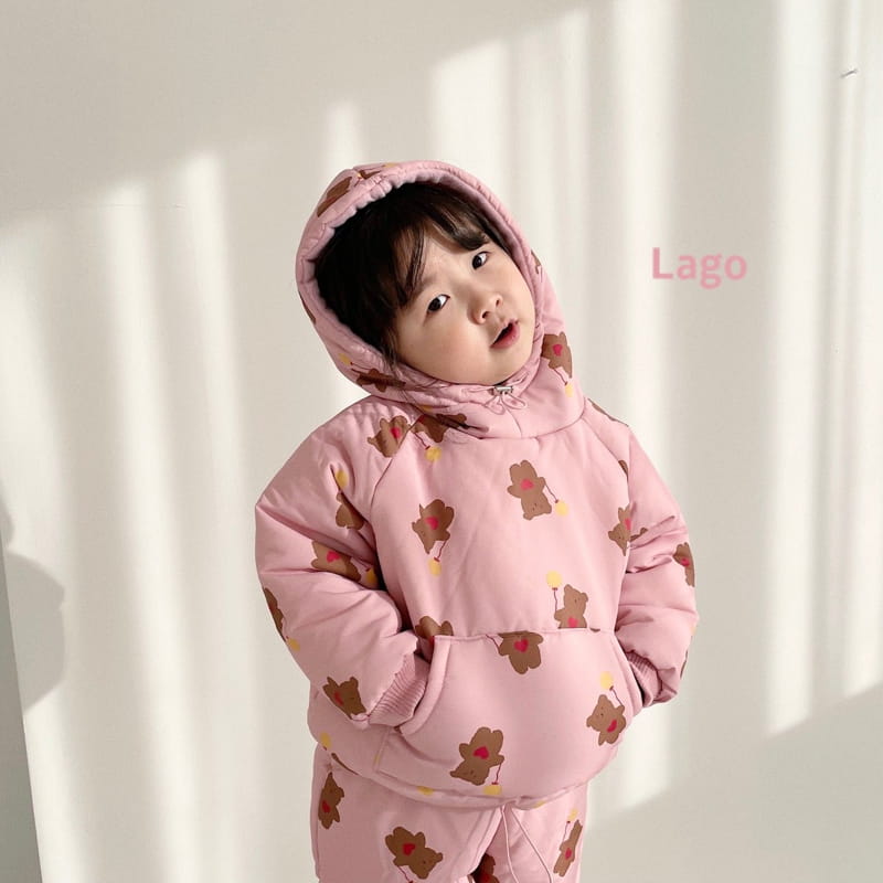 LAGO - Korean Children Fashion - #Kfashion4kids - Balloon Bear Snow Top Bottom Set - 2