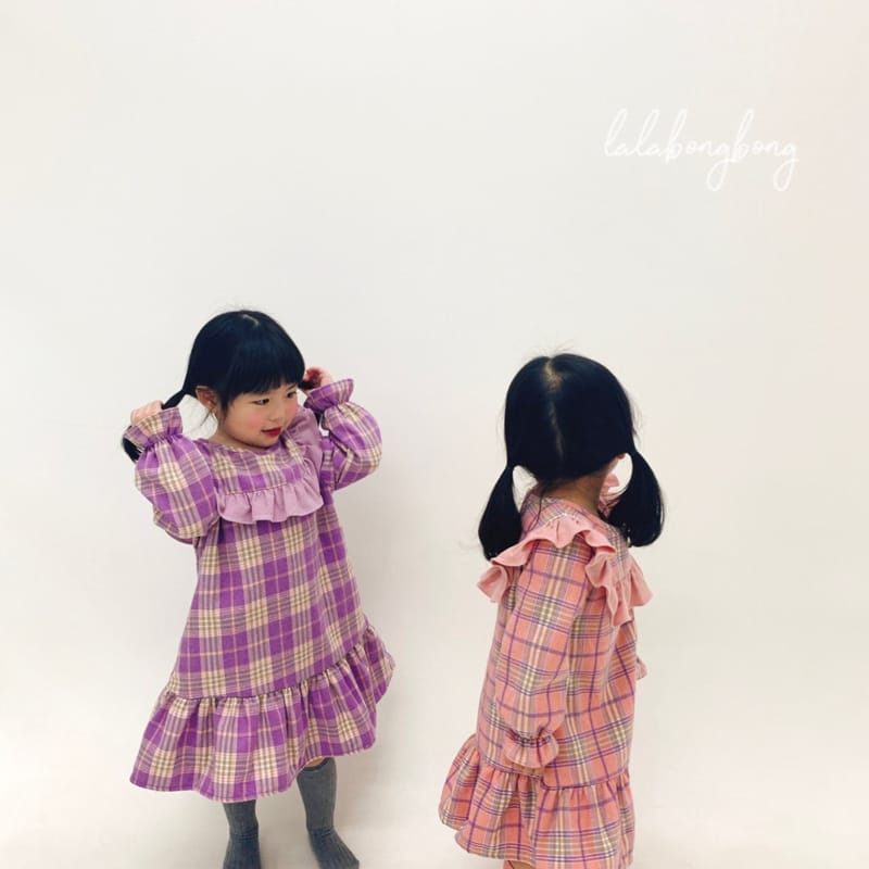 LALABONGBONG - Korean Children Fashion - #Kfashion4kids - Frill Check One-piece