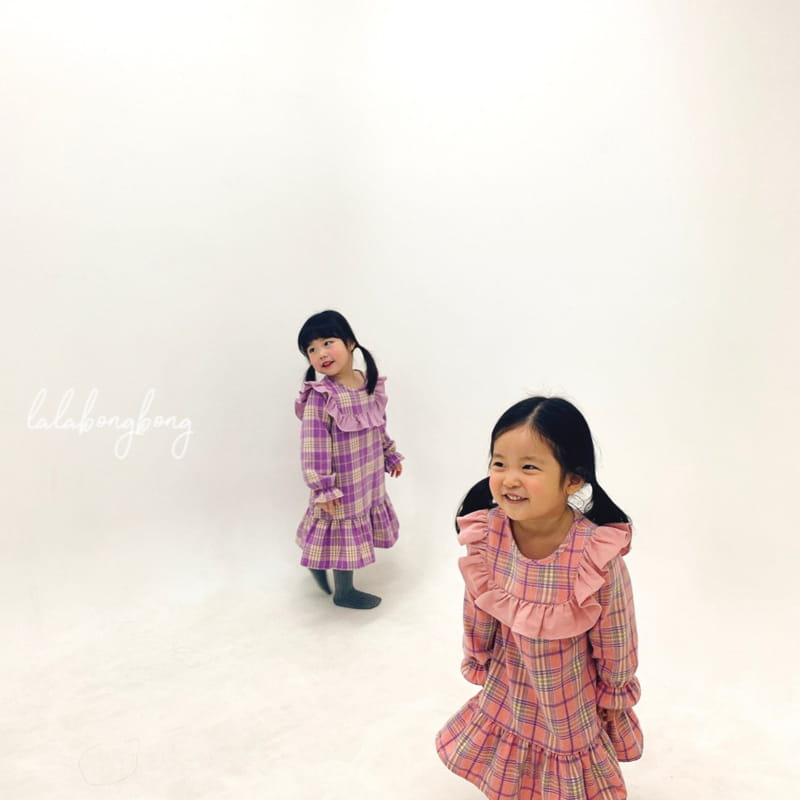 LALABONGBONG - Korean Children Fashion - #Kfashion4kids - Frill Check One-piece - 2