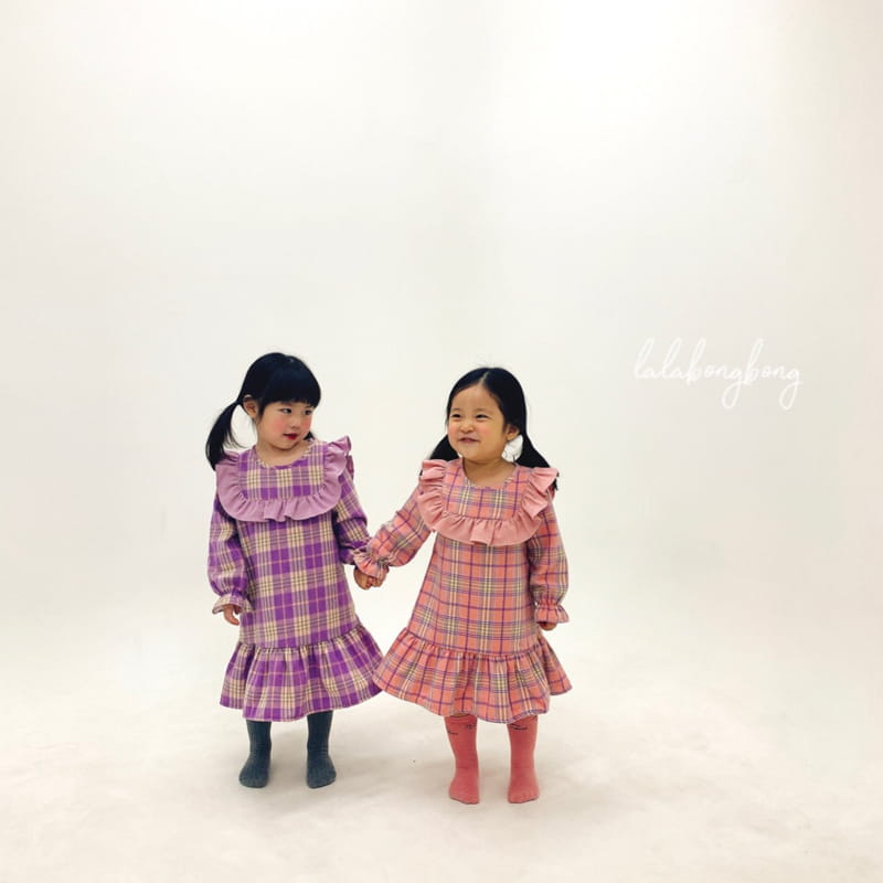 LALABONGBONG - Korean Children Fashion - #Kfashion4kids - Frill Check One-piece - 3