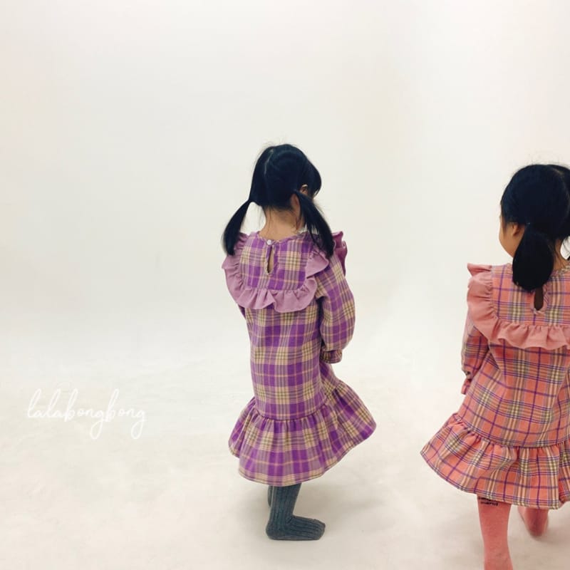 LALABONGBONG - Korean Children Fashion - #Kfashion4kids - Frill Check One-piece - 4