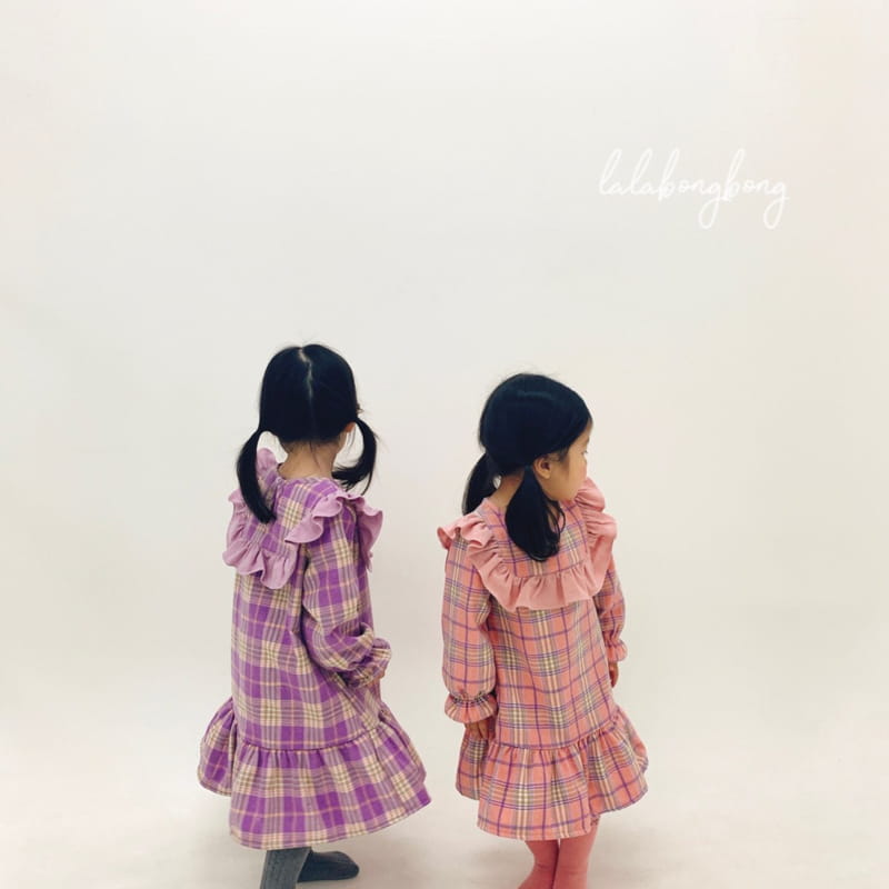 LALABONGBONG - Korean Children Fashion - #Kfashion4kids - Frill Check One-piece - 5