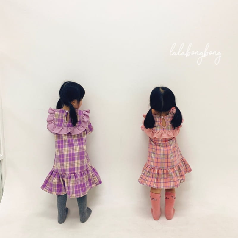 LALABONGBONG - Korean Children Fashion - #Kfashion4kids - Frill Check One-piece - 6
