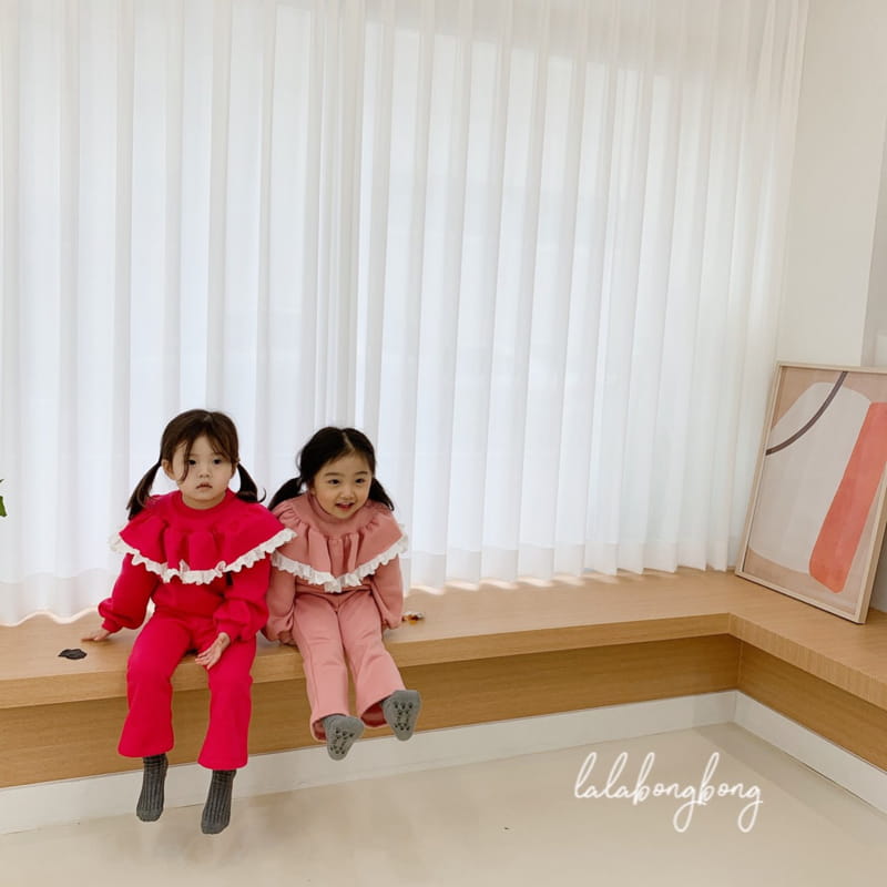 LALABONGBONG - Korean Children Fashion - #Kfashion4kids - Big Collar Lala Frill Top Bottom Set - 12
