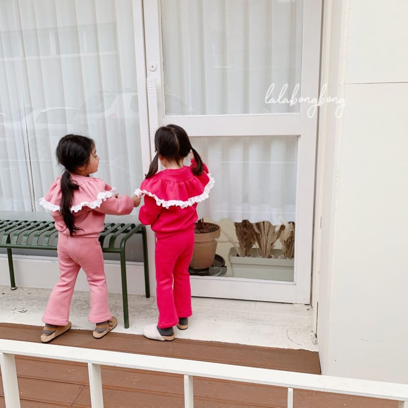 LALABONGBONG - Korean Children Fashion - #Kfashion4kids - Big Collar Lala Frill Top Bottom Set - 4