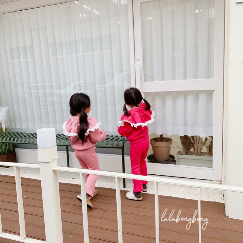 LALABONGBONG - Korean Children Fashion - #Kfashion4kids - Big Collar Lala Frill Top Bottom Set - 9