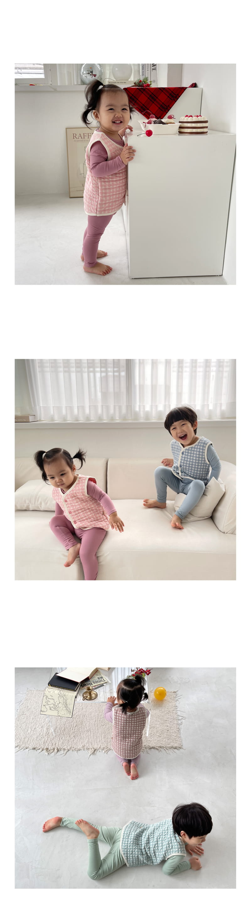 LIME & BLUE - Korean Children Fashion - #Kfashion4kids - Check Quilting Sleep Vest - 8