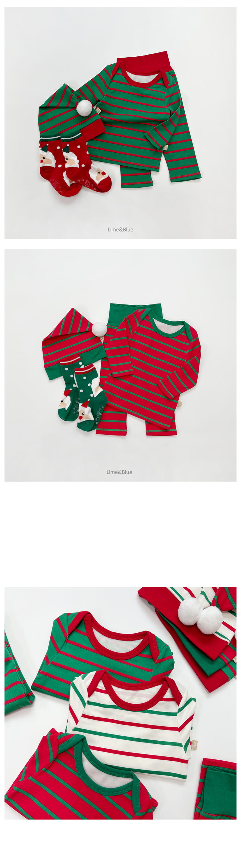LIME & BLUE - Korean Children Fashion - #Kfashion4kids - Christmas Stripes Bell Hat - 5
