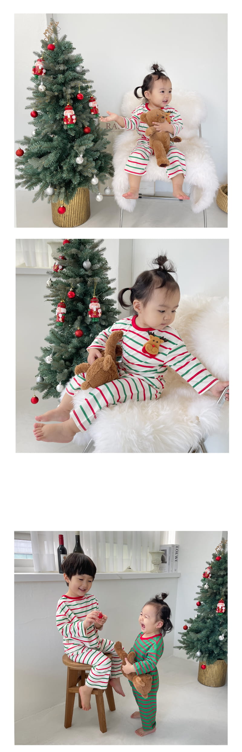 LIME & BLUE - Korean Children Fashion - #Kfashion4kids - Christmas Stripes Easywear - 7