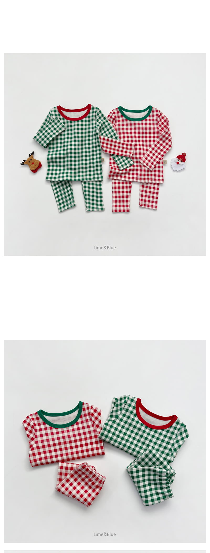 LIME & BLUE - Korean Children Fashion - #Kfashion4kids - Christmas Check Easywear - 3