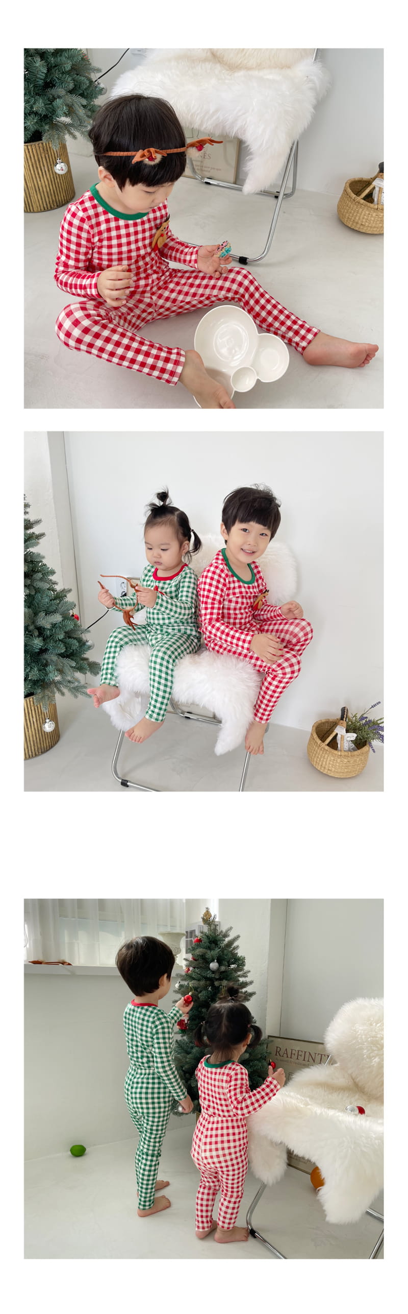 LIME & BLUE - Korean Children Fashion - #Kfashion4kids - Christmas Check Easywear - 8