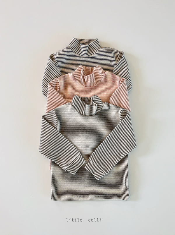 LITTLE COLLI - Korean Children Fashion - #Kfashion4kids - Stripes Turtleneck Tee