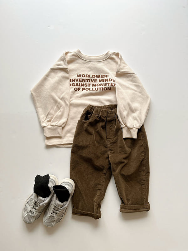 LITTLE COLLI - Korean Children Fashion - #Kfashion4kids - Lettering Fleece Tee - 6