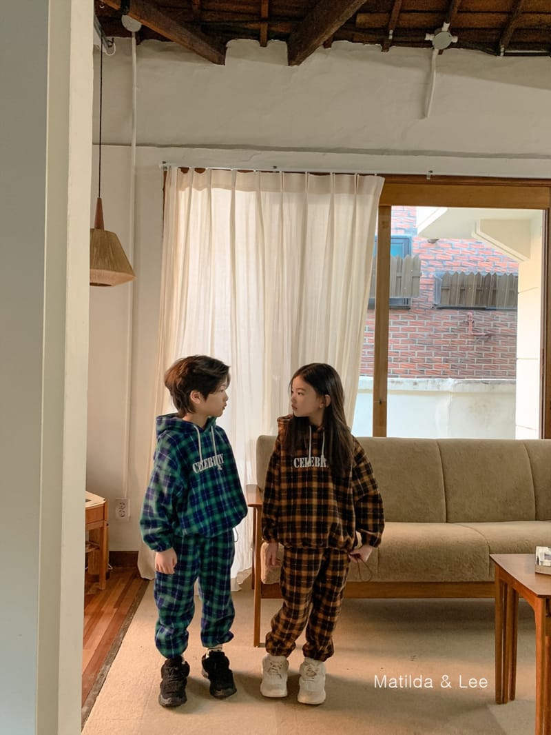 MATILDA & LEE - Korean Children Fashion - #Kfashion4kids - Check Hoody Top Bottom Set