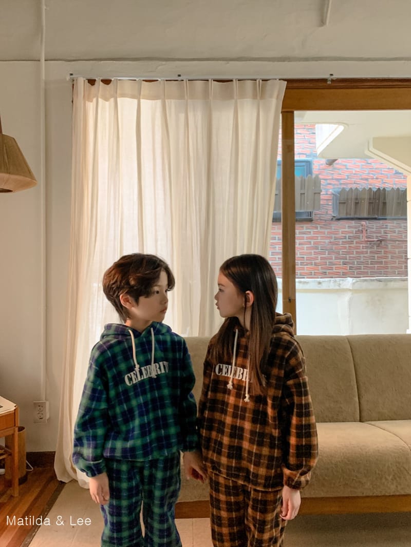 MATILDA & LEE - Korean Children Fashion - #Kfashion4kids - Check Hoody Top Bottom Set - 10