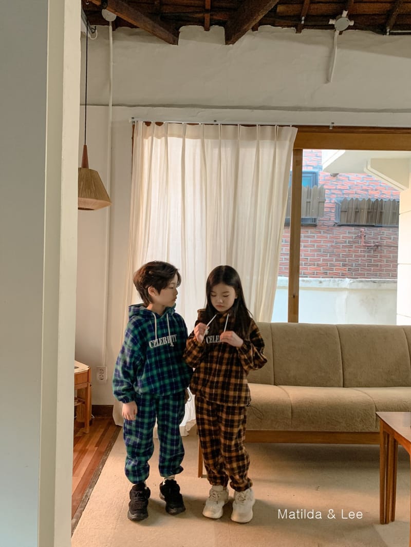 MATILDA & LEE - Korean Children Fashion - #Kfashion4kids - Check Hoody Top Bottom Set - 2