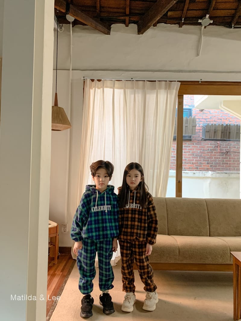 MATILDA & LEE - Korean Children Fashion - #Kfashion4kids - Check Hoody Top Bottom Set - 7