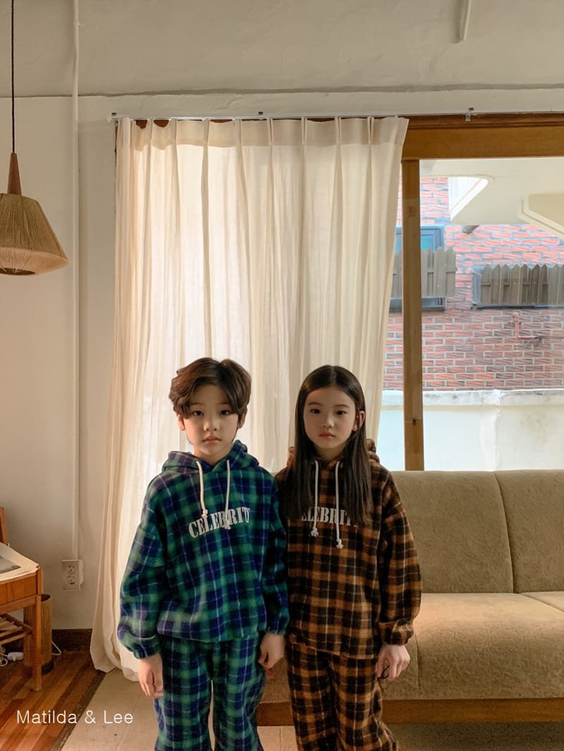 MATILDA & LEE - Korean Children Fashion - #Kfashion4kids - Check Hoody Top Bottom Set - 8