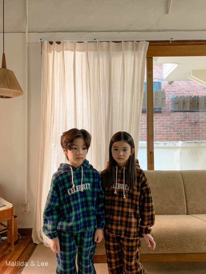 MATILDA & LEE - Korean Children Fashion - #Kfashion4kids - Check Hoody Top Bottom Set - 9