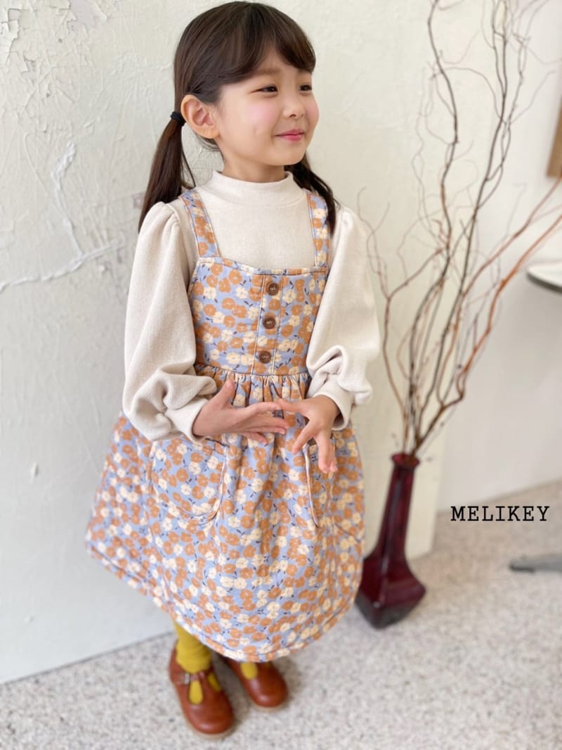 MELIKEY - Korean Children Fashion - #Kfashion4kids - Flower Bonding Dungarees One-piece