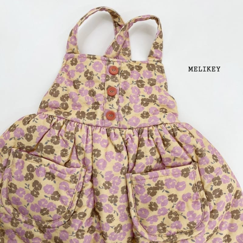 MELIKEY - Korean Children Fashion - #Kfashion4kids - Flower Bonding Dungarees One-piece - 12