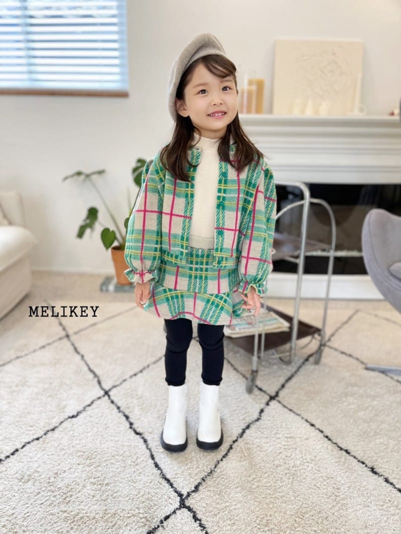 MELIKEY - Korean Children Fashion - #Kfashion4kids - Check Cardigan Bottom Set - 10