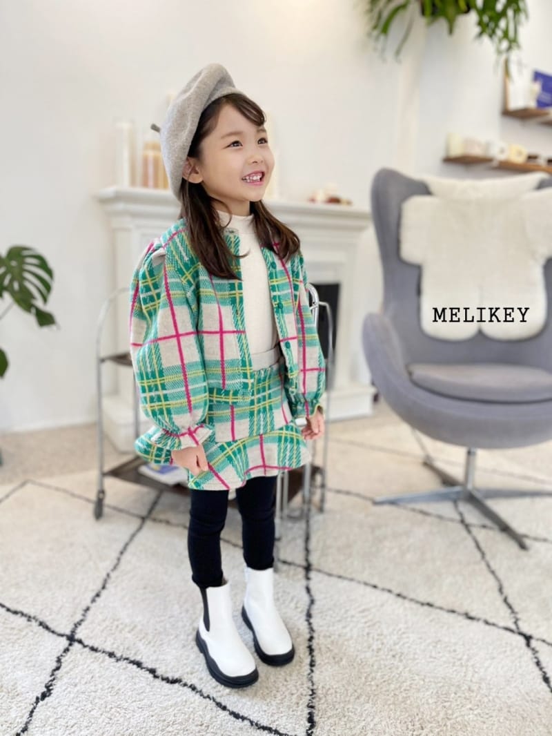 MELIKEY - Korean Children Fashion - #Kfashion4kids - Check Cardigan Bottom Set - 11