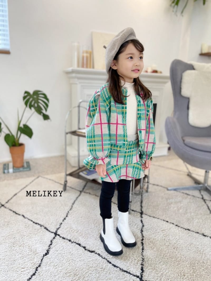 MELIKEY - Korean Children Fashion - #Kfashion4kids - Check Cardigan Bottom Set - 12
