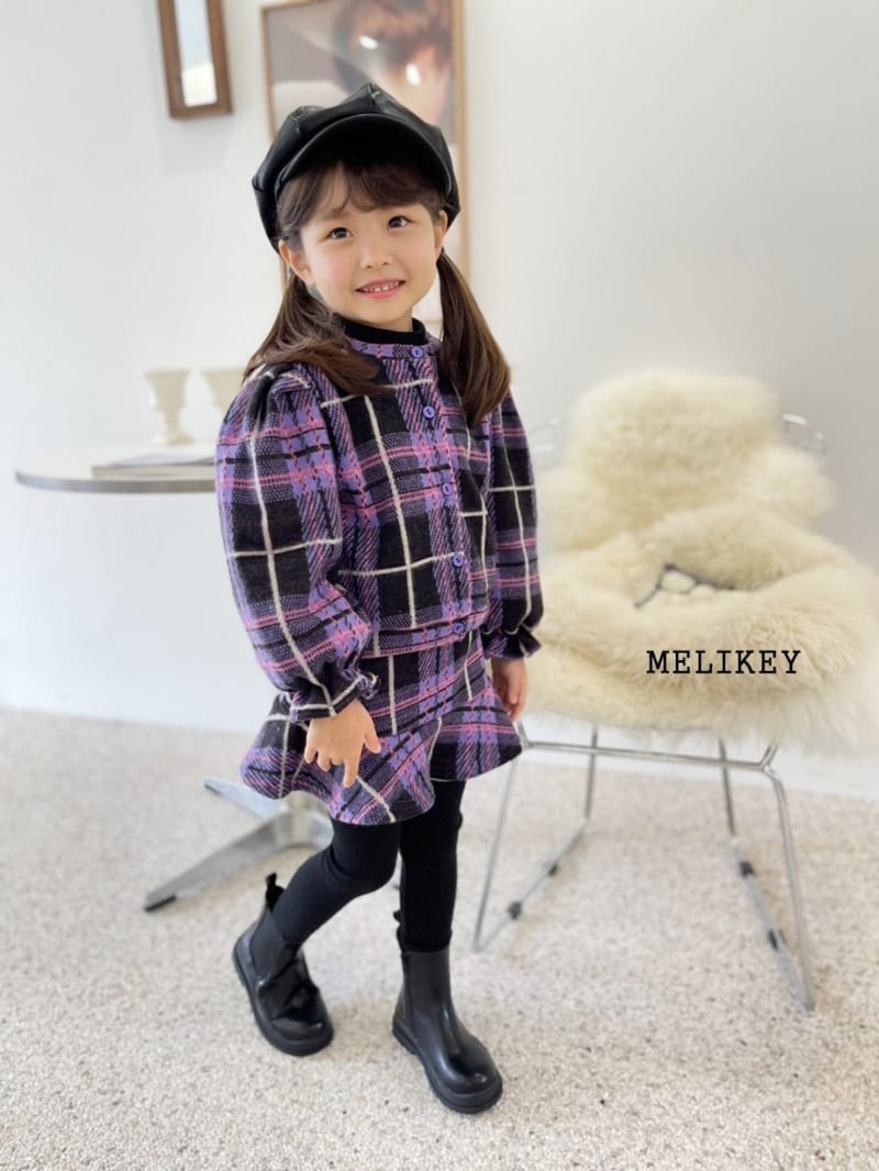 MELIKEY - Korean Children Fashion - #Kfashion4kids - Check Cardigan Bottom Set - 2