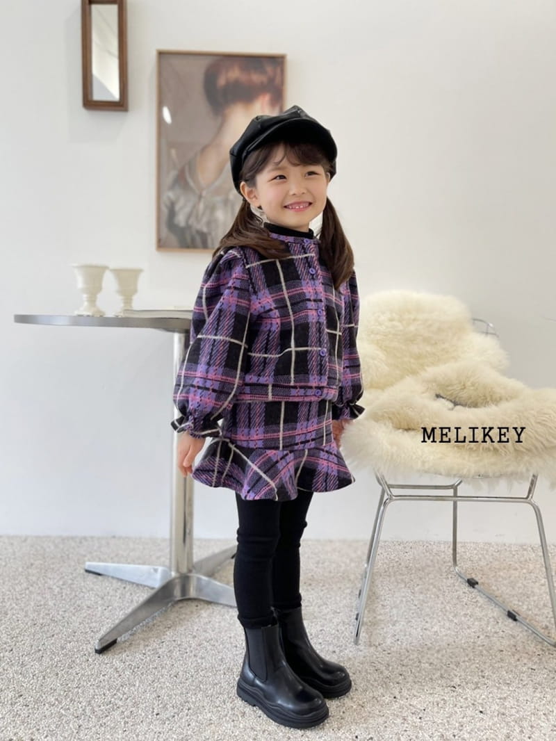 MELIKEY - Korean Children Fashion - #Kfashion4kids - Check Cardigan Bottom Set - 4